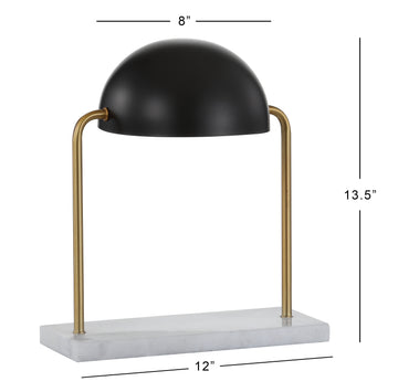 Porter 13.5" Art Deco Dome Lamp with Marble Base - JONATHAN Y